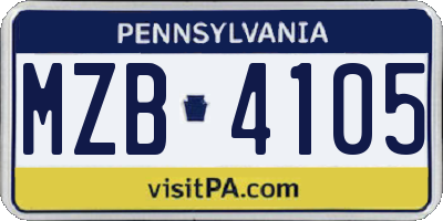 PA license plate MZB4105