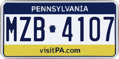 PA license plate MZB4107