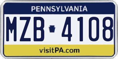 PA license plate MZB4108