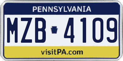 PA license plate MZB4109