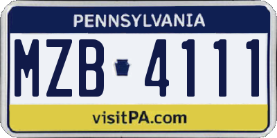 PA license plate MZB4111