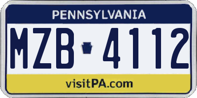 PA license plate MZB4112