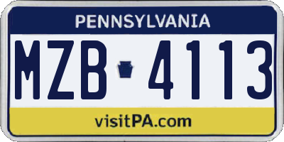 PA license plate MZB4113