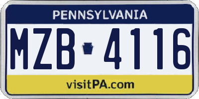 PA license plate MZB4116