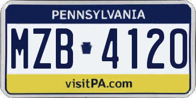 PA license plate MZB4120
