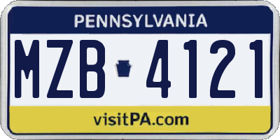 PA license plate MZB4121