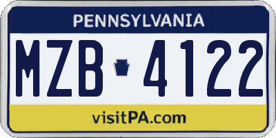 PA license plate MZB4122