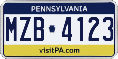 PA license plate MZB4123