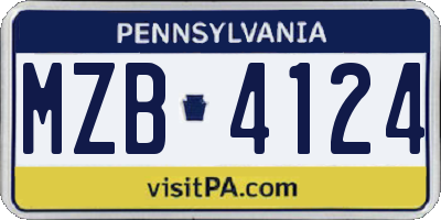 PA license plate MZB4124