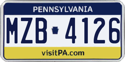 PA license plate MZB4126