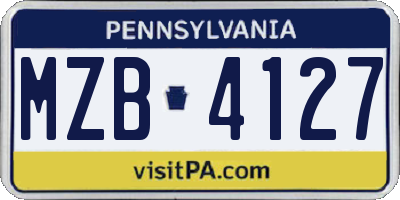 PA license plate MZB4127