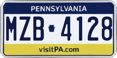 PA license plate MZB4128