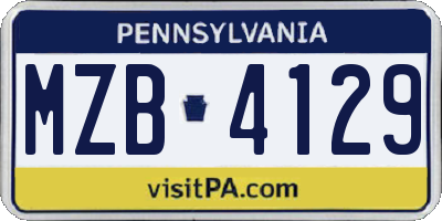 PA license plate MZB4129