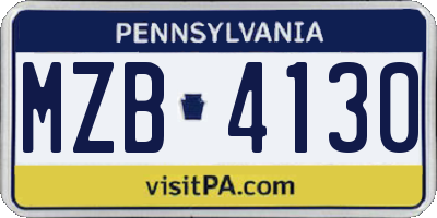 PA license plate MZB4130