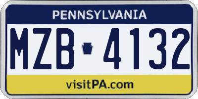 PA license plate MZB4132