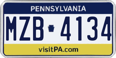 PA license plate MZB4134