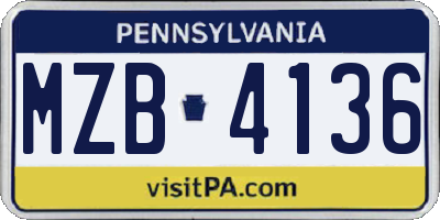 PA license plate MZB4136