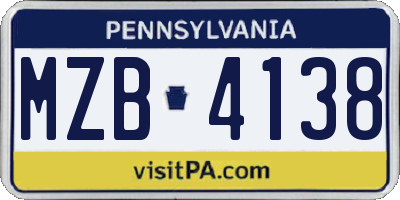 PA license plate MZB4138