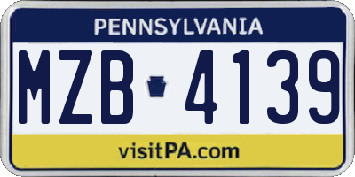 PA license plate MZB4139