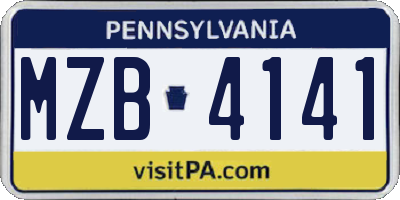 PA license plate MZB4141
