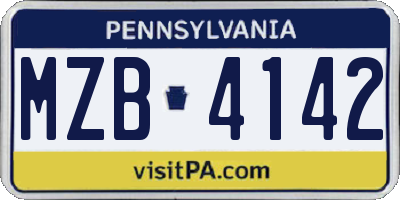 PA license plate MZB4142