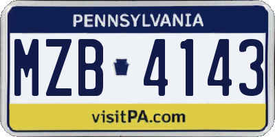 PA license plate MZB4143