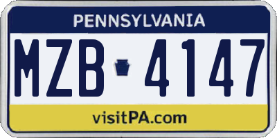 PA license plate MZB4147