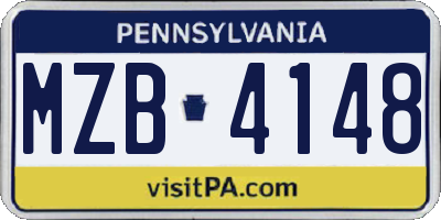 PA license plate MZB4148