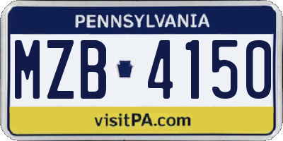 PA license plate MZB4150