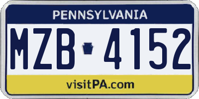 PA license plate MZB4152