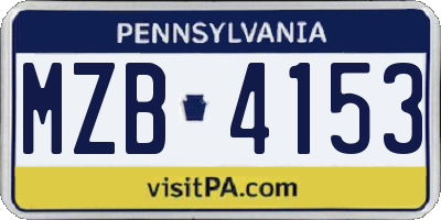 PA license plate MZB4153
