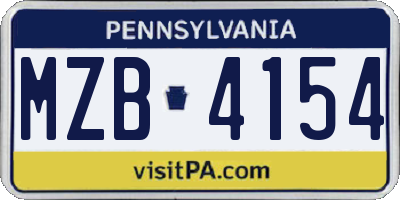 PA license plate MZB4154
