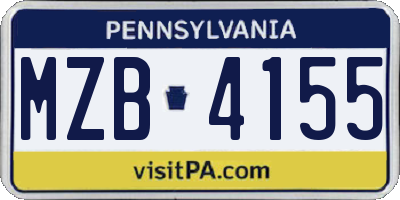 PA license plate MZB4155