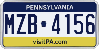 PA license plate MZB4156
