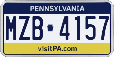 PA license plate MZB4157