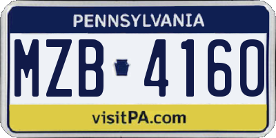 PA license plate MZB4160