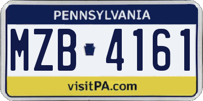 PA license plate MZB4161