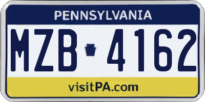 PA license plate MZB4162