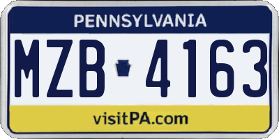 PA license plate MZB4163