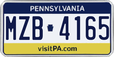 PA license plate MZB4165