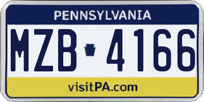 PA license plate MZB4166