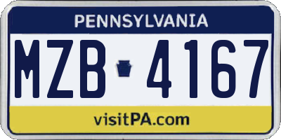PA license plate MZB4167