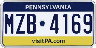 PA license plate MZB4169