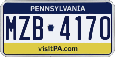 PA license plate MZB4170