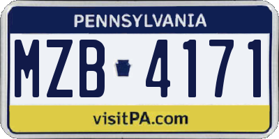 PA license plate MZB4171