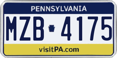 PA license plate MZB4175