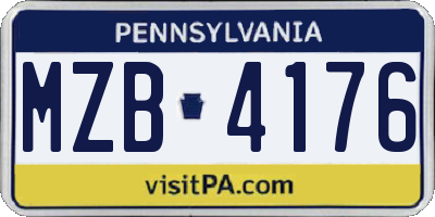 PA license plate MZB4176