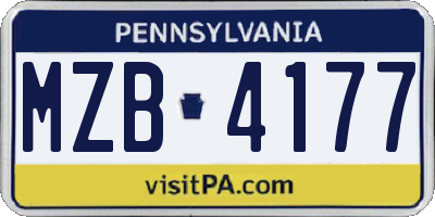 PA license plate MZB4177