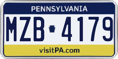 PA license plate MZB4179
