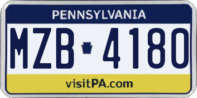 PA license plate MZB4180